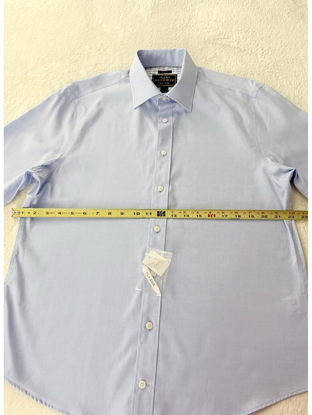 Jos A Bank Reserve Slim Fit Dress Shirt Men’s Large Blue Egyptian Cotton NWOT - Picture 5 of 9
